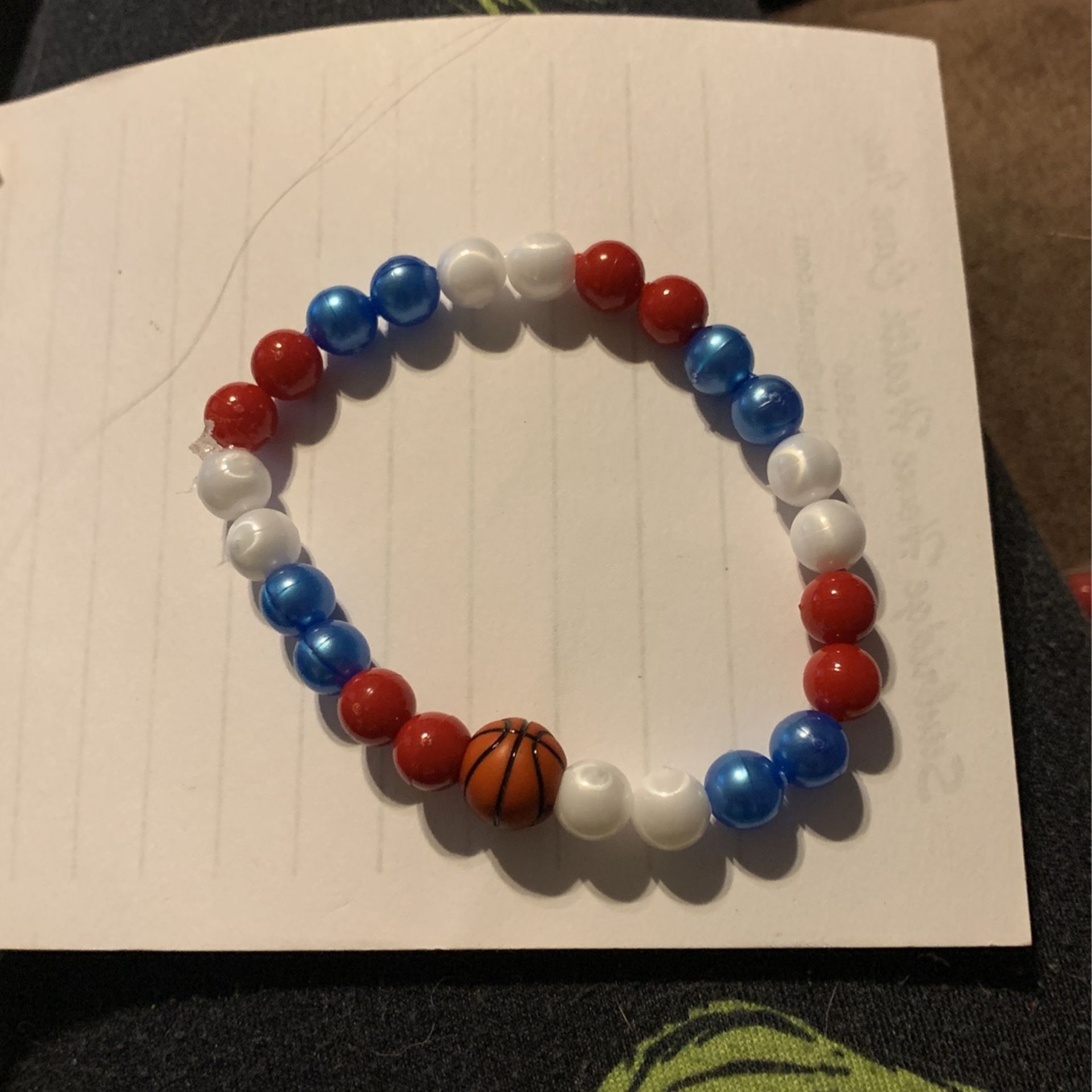Red,Blue,and White Basketball Bracelet