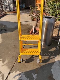 Yellow Rolling Safety Step Ladder