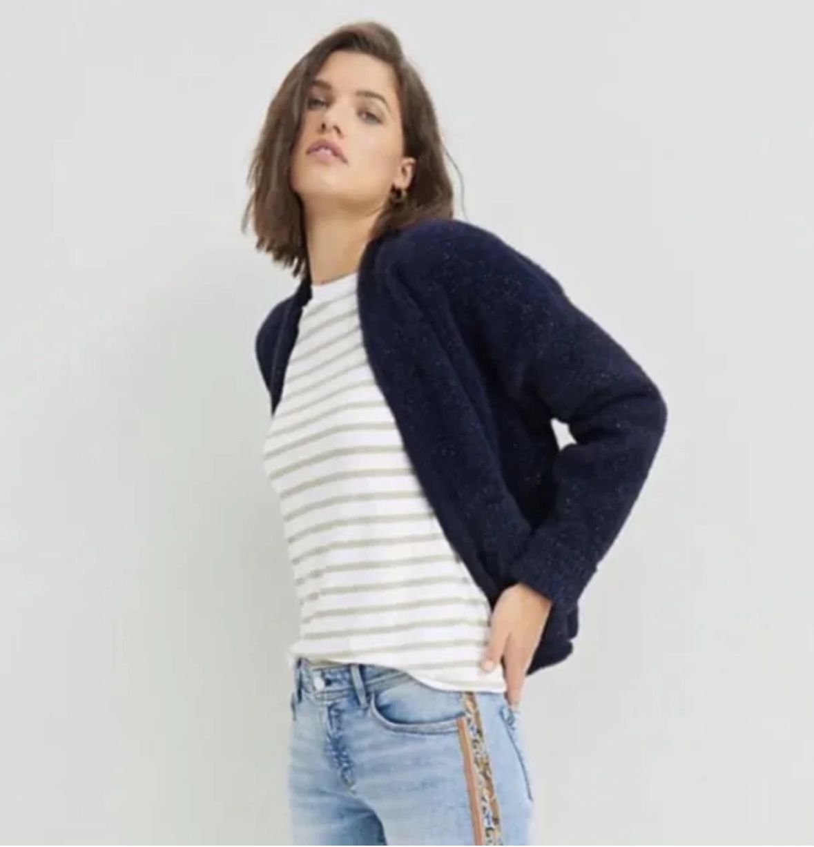 Anthropologie Pilcro Oliver Shine Cardigan Navy One Size Brand New 