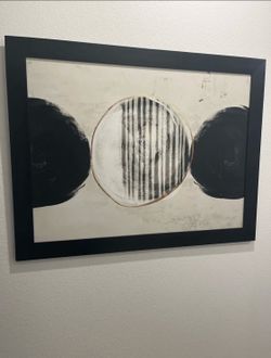 Abstract Moon Eclipse Framed Art | Cream Black Gold