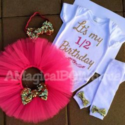 1/2 Birthday Princess Tutu Set- size 9 months