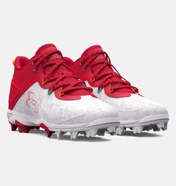 Under Armour UA Harper 8 Mid RM Baseball Cleats - Red/White, Men's 11 - New (Open Box)