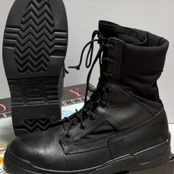 Men’s Leather ROCKY Hot Weather Safety Combat Boots 11 Reg Medium Steel Toe Military Black US Navy Nylon