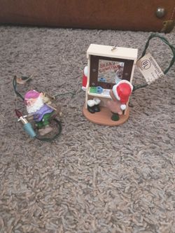 Christmas Light-Up Ornament Figurines Set of 2 vintage