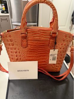 Large Salmon-Colored Brahmin Handbag