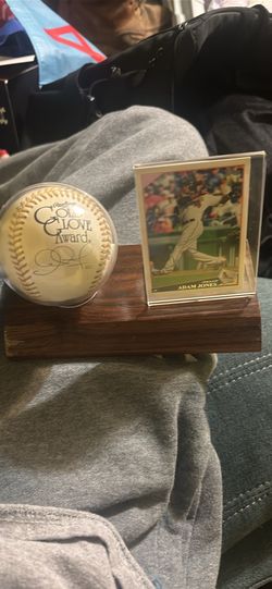Adam Jones Signed Baseball & Topps Card Display