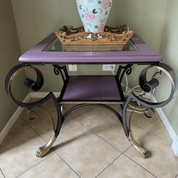 Coffee Table Wood, Metal, Glass, Rock