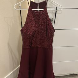 Red Sequins Homecoming Dress