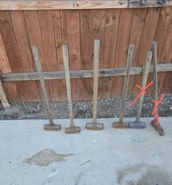 Lot of 4 Used Sledgehammers with Wood Handles