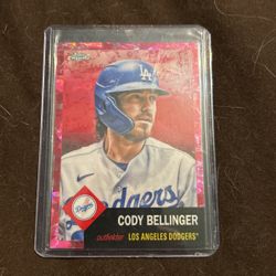 2022 Topps Platinum Anniversary Chrome Fuchsia Crème Toile Atomic Refractor Cody Bellinger #054/100 Hobby Exclusive Mint Condition! 