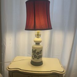 Vintage Burgundy Glass Floral Lamp