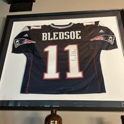 Drew Bledsoe Signed Framed Jersey Auto Autograph Patriots