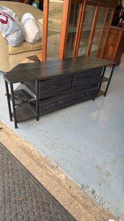 Industrial TV Stand with Drawers and Shelves