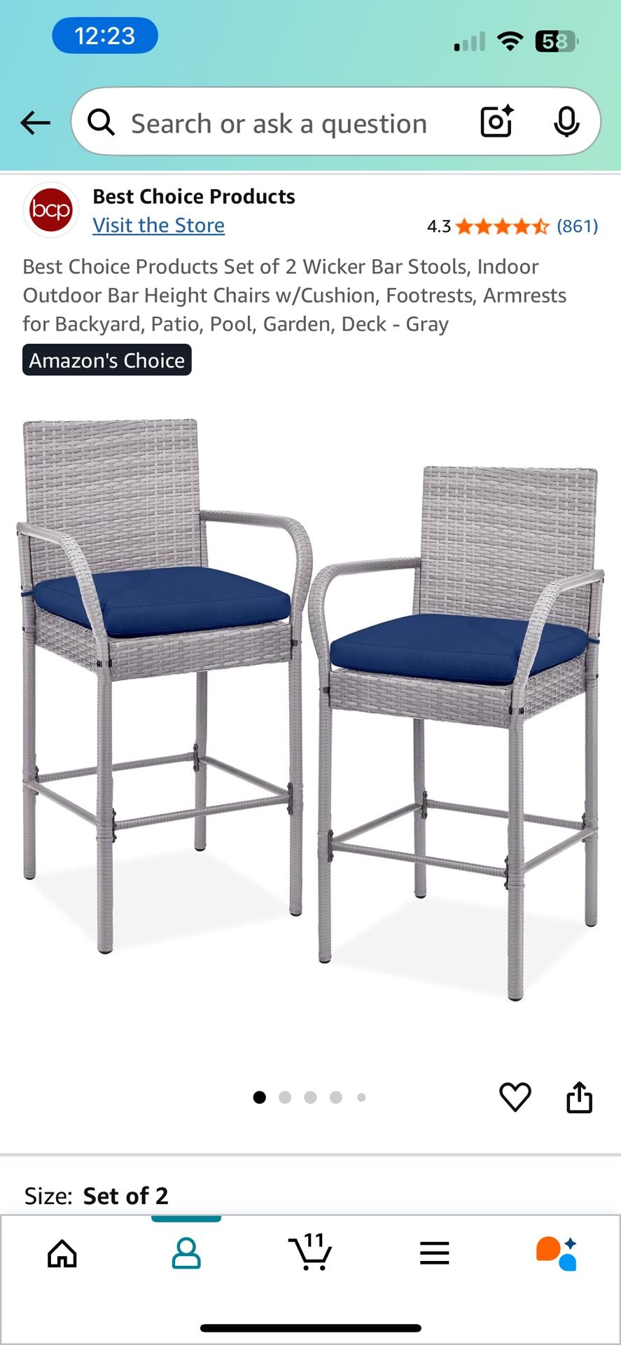 Two Wicker Bar Stools