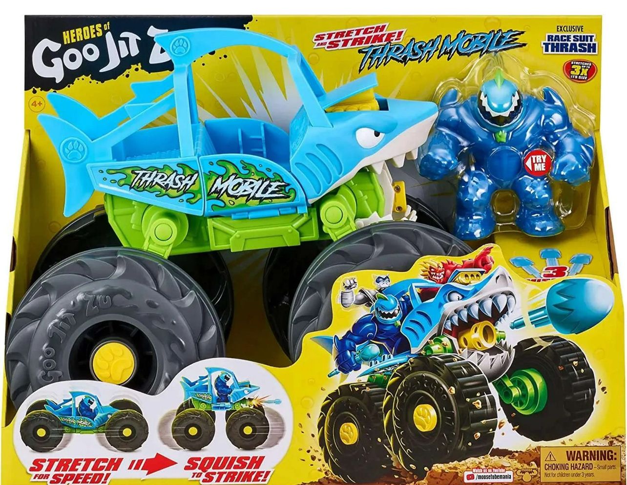 Goo Jit Zu "Stretch And Strike" Thrash Mobile Heroes! Vehicle with Missile Launcher and Exclusive St