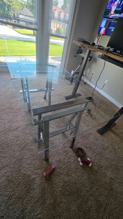 Statham 60-inch Glass Top Adjustable Standing Desk Chrome