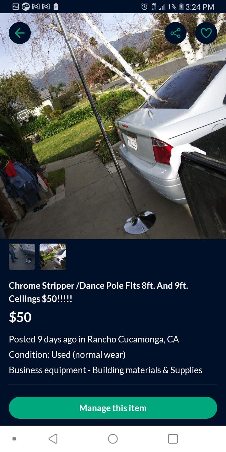 Professional Dance Pole High Speed Bearing 8 9 Or 10 Ft Ceilings Paid $279