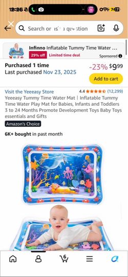Yeeeasy Inflatable Tummy Time Water Play Mat