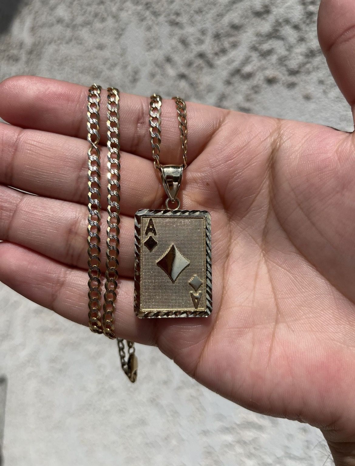 10k Gold Ace Of Diamonds Card Pendant