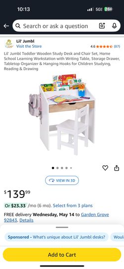 Toddler Wooden Study desk And Chair (for 3-5 Yearold)