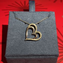 Kay Jewelers / Jewelry Sterling Silver 925 / Double Heart pendant / charm with real diamonds necklace.