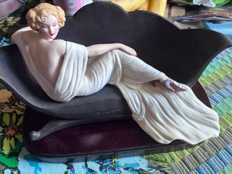 Art Deco Reclining Lady Figurine on Chaise