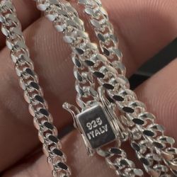 24in Solid 925 Silver Made In Italy Miami Chain 3.5MM