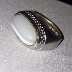 18k White Gold Plated Natural Moonstone Ring