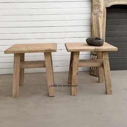 Handcrafted Earthy Minimalist Home Nightstands/Side Tables - A Pair