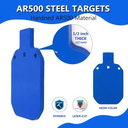 AR500 Steel Targets 1/2 Inch Thick, Gong Silhouette 1/2" Thick Metal Target, Laser Cut Neon Yellow-Suitable for Pistol/Rifle Firearm Training