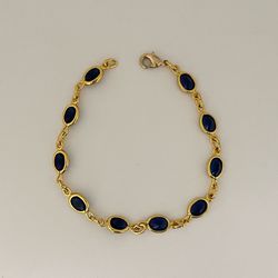18K Gold plated Blue CZ Bracelet - Quality Made Bracelet -adjustable 