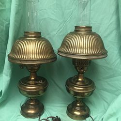 Vintage Pair Of Solid Brass Lamps Only $60 For The Pair 