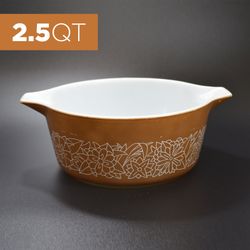 Vintage Pyrex Woodland Brown 475B Deep Casserole Baking Dish 2.5QT 1970s