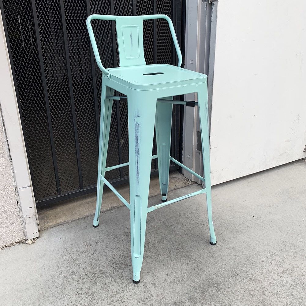 New in Box $25 (Light Blue) Metal Bar Stools w/ Backrest 30” Seat Height for Kitchen Counter Top Barstool