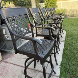 set of 6 beautiful heavy cast aluminum outdoor bar stool 