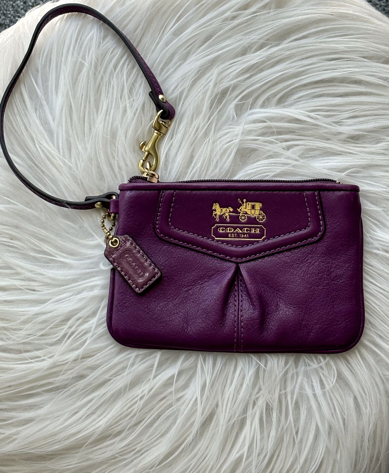 Coach Purple Leather Wristlet Wallet 