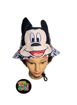 Disney Mickey Mouse  Children’s Beach Bucket Hat With Ears & Drawstring Unisex