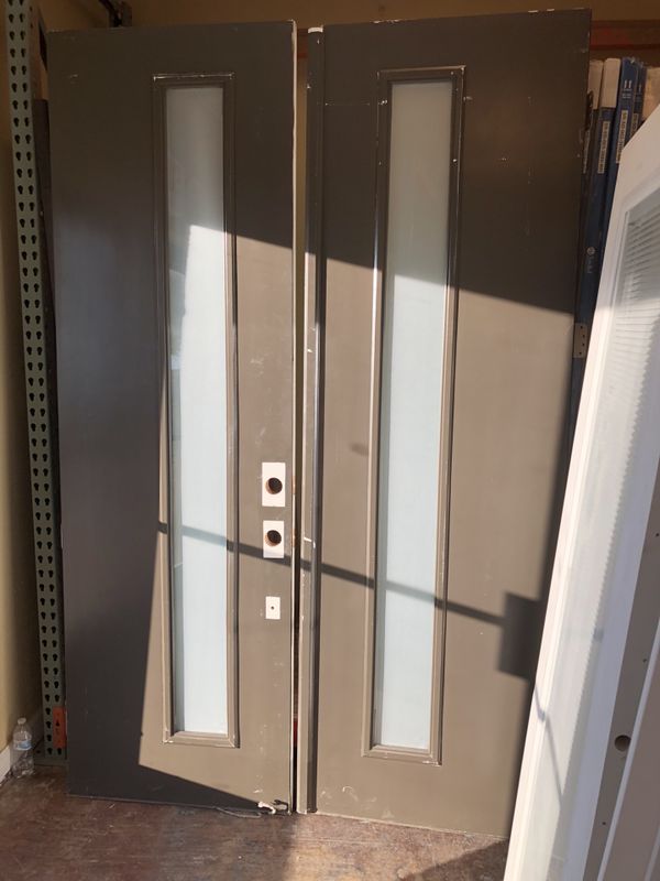Lot of 2 USED Entry Exterior Doors 8ft tall Sold As Is for Sale in