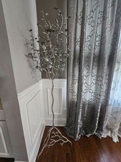 Silver Metal Tree Branch Floor Candelabra