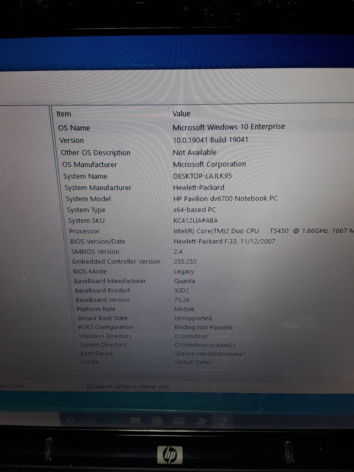 laptop hp pavilion dv6700 notebook PC. win10 + office 2019