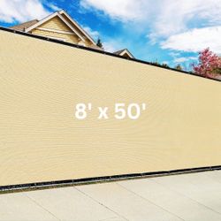 8 x 50 FT Beige Privacy Screen for Fences, 90% Wind Blockage