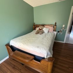 Queen Bed frame And Mattress 