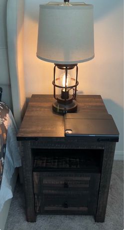 Rustic Wood Nightstand with Drawer
