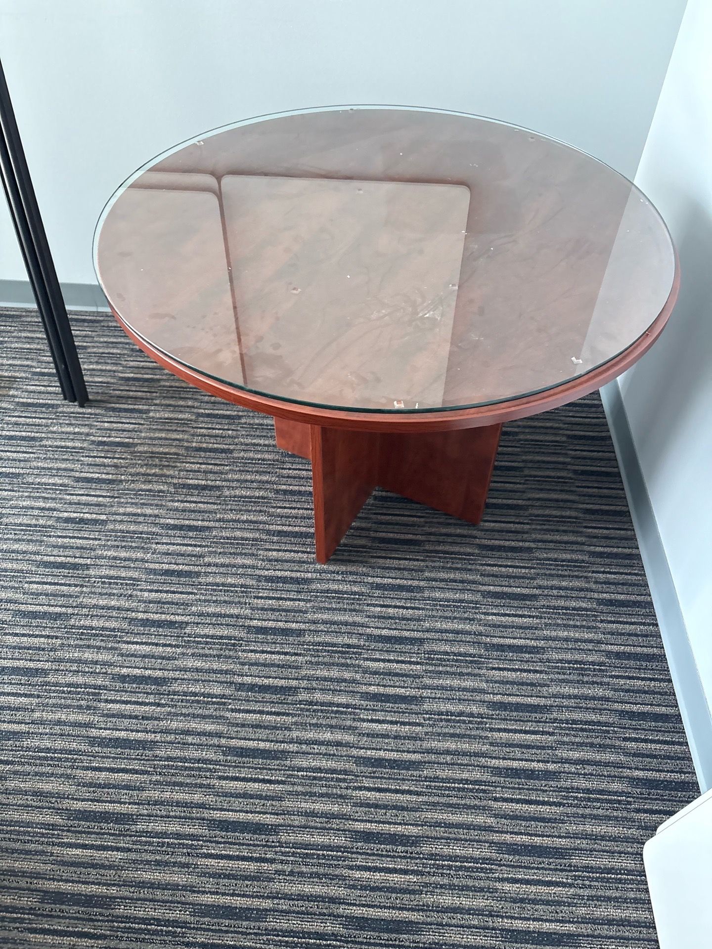 Round glass top table