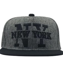 New York Gray Snapback Flat Brim Hat.