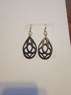 Gray Handcrafted Wooden earrings