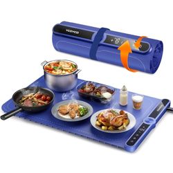 Warming Mat for Food, YCDYCD Electric Food Warming Tray, Fastly in 8s with 9 Level Temperature, Portable Design, Timed Function, Perfect for Parties, 