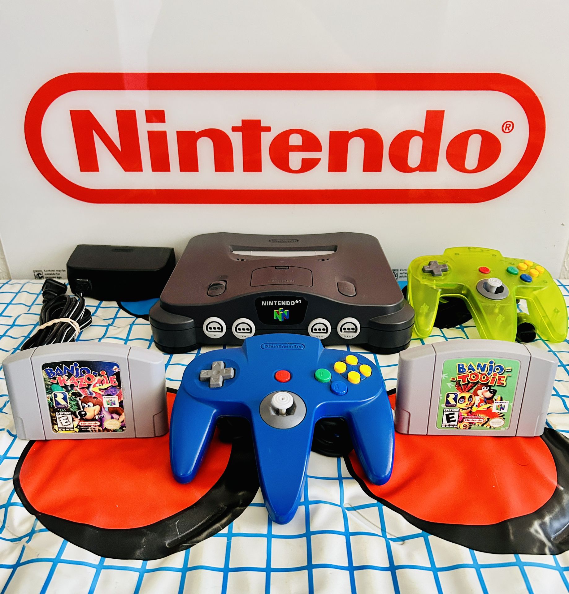 Nintendo N64 Bundle ( Banjo Kazooie & Tooie Games Included) 2 Controllers 