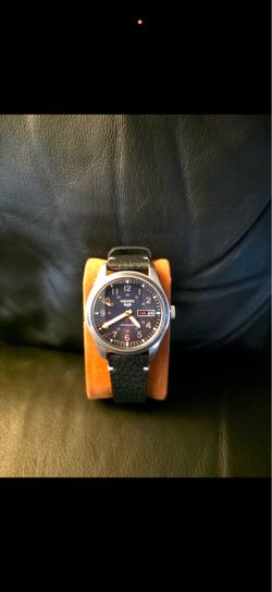 Seiko 36mm automatic blue dial leather band