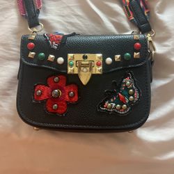 Black Trendy Patchwork Purse 